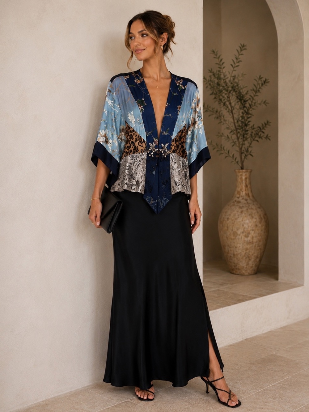 VINTAGE Spencer Alexis Floral Kimono Jacket Sheer Boho Open Front Large